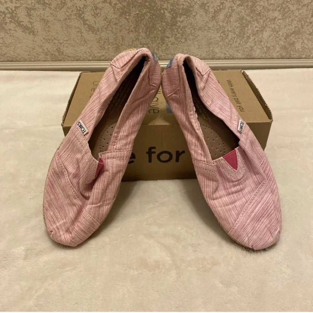 Toms Pink And White Striped Espadrilles